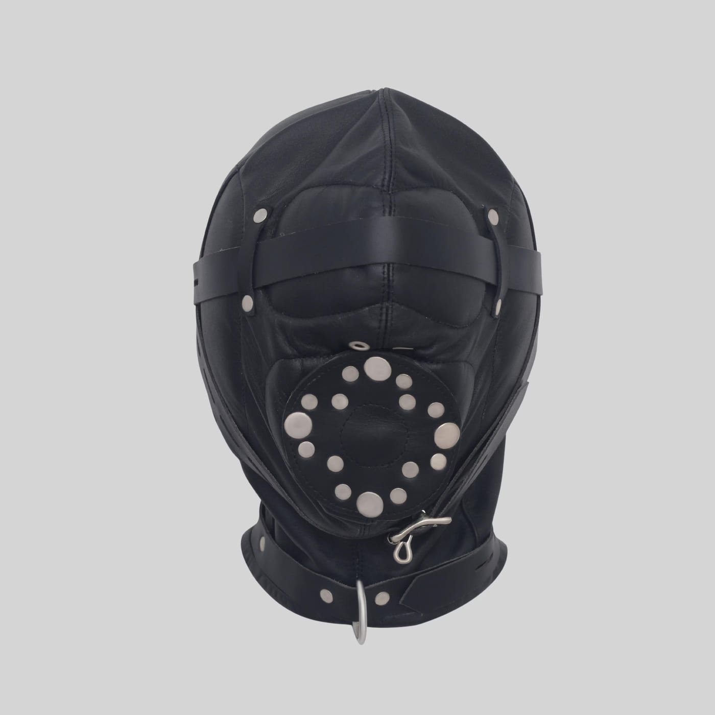 Handmade Leather Gimp Mask Full Head Gear, Removable Gag