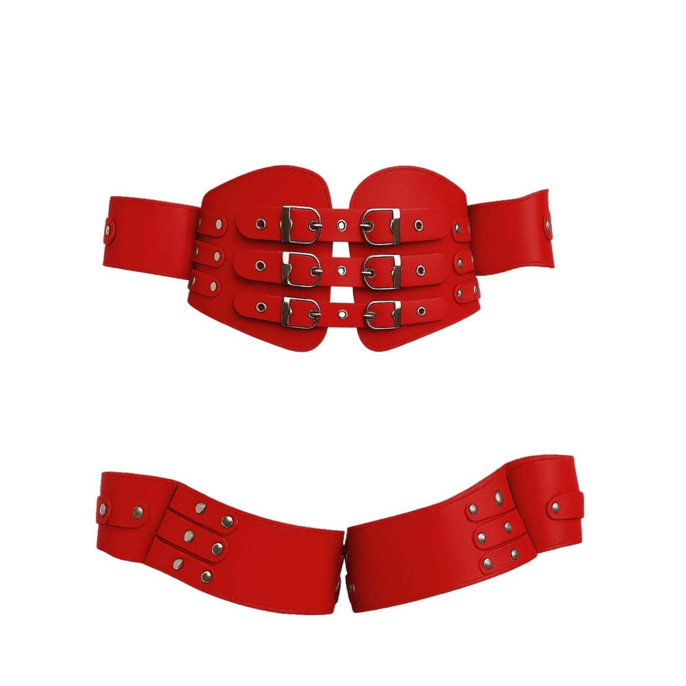 BDSM Leather Waist Cincher Corset Bondage Belt Wrist Thigh Cuffs Adult Restraint