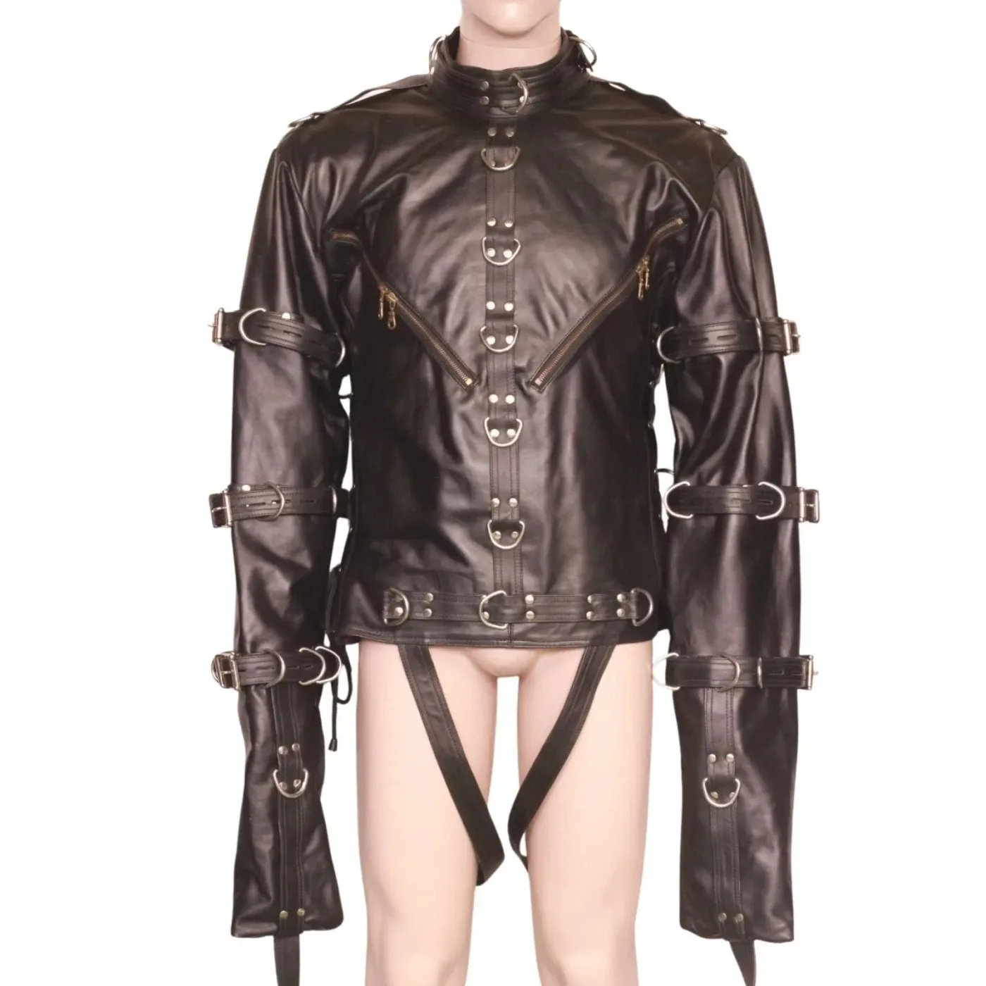Men Leather Straitjacket Armbinder Restraint Asylum Straight Jacket
