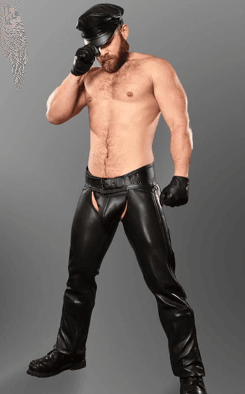 Genuine Leather Chaps Black zips