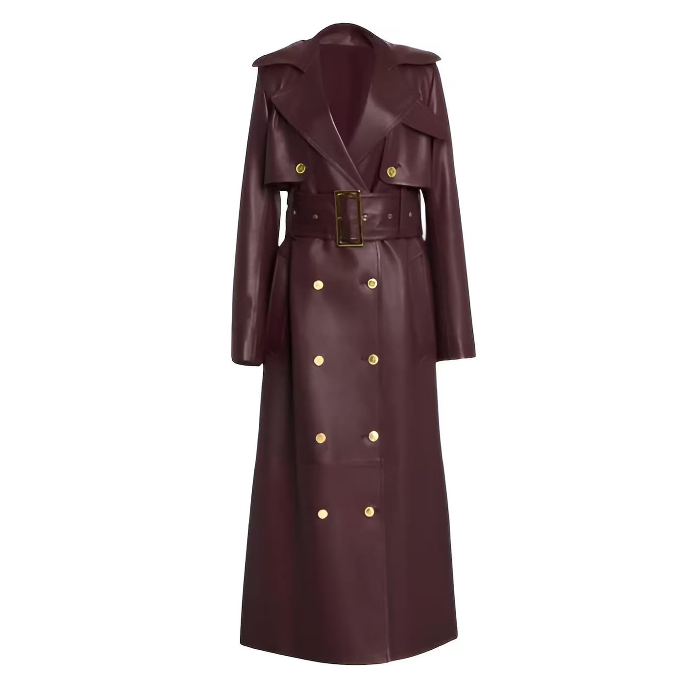 Women's Brown Leather Long Coat, Handmade Cowhide Leather Trench Coat, Long Winter Trench-coat