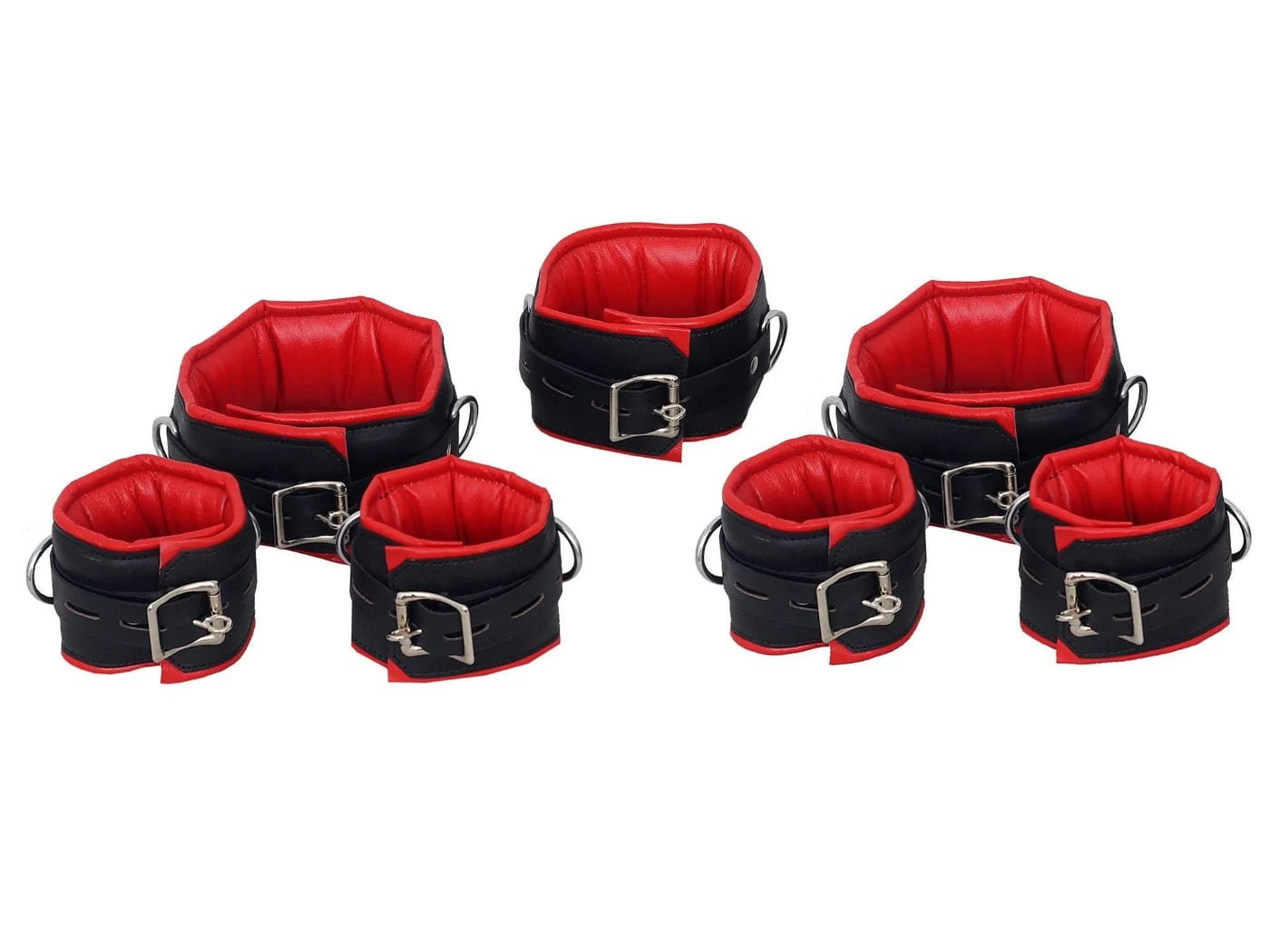 Genuine Cowhide Leather Wrist and Ankle Cuffs Thigh Cuff 7-piece Restraint Set
