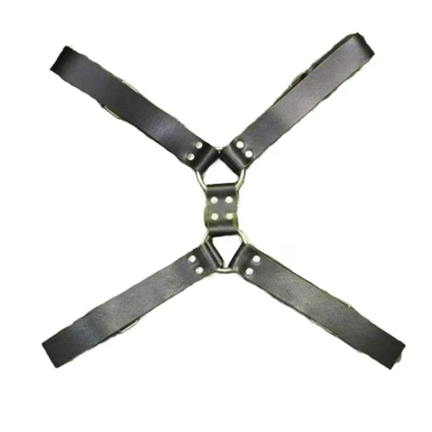 Black Leather Bondage Harness With Adjustable Straps & Metal O-rings – Handmade BDSM Body Restraint Accessory