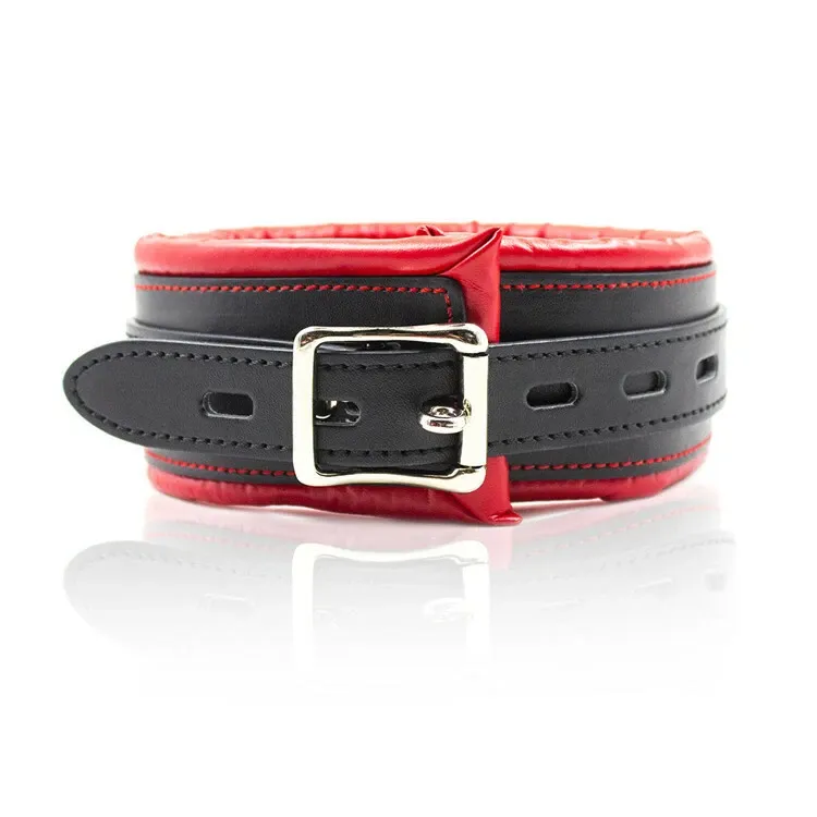 Bondage Padded PU Leather Slave Neck Collar Soft Choker with Leash Chain BDSM