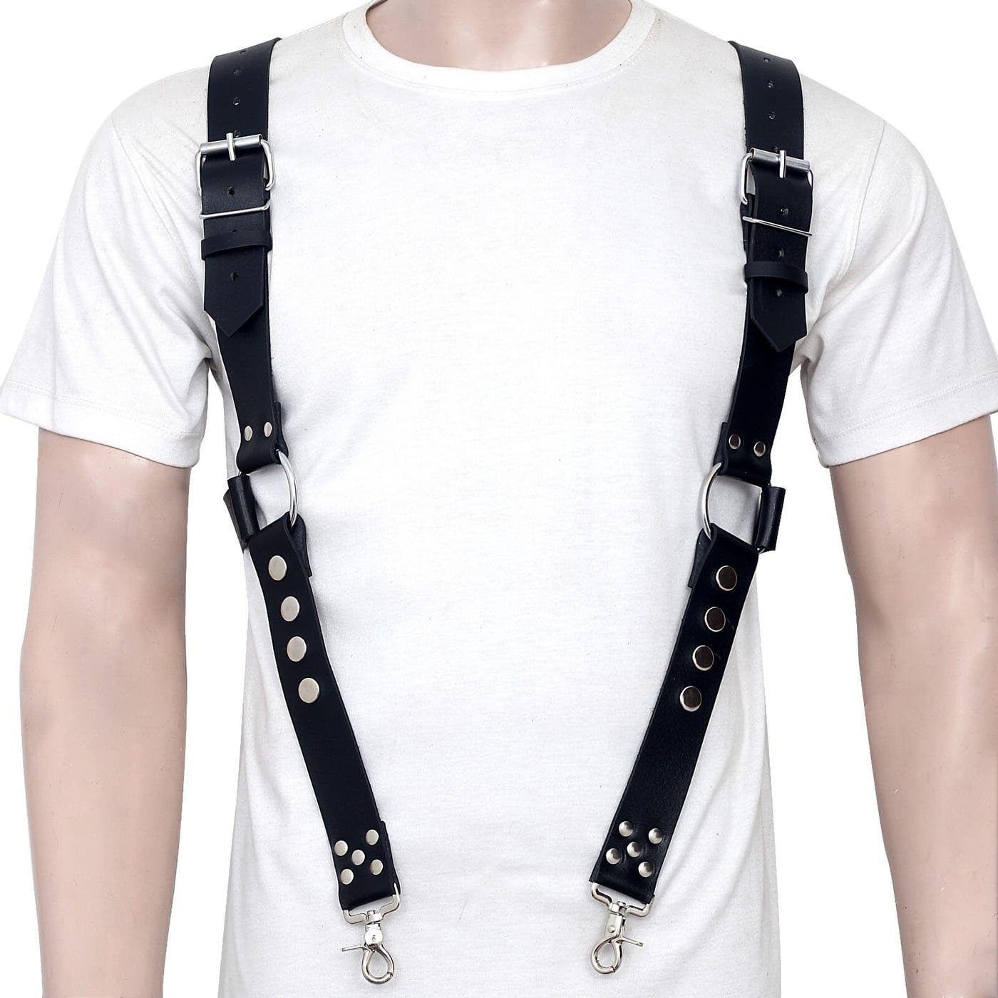 Mens Leather Body Harness Strap Adjustable Chest Harness Costumes Gay Buckle